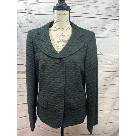 Albert Nipon size 12 black jacket, 100%cotton, and acrylic lining. 3 buttons dow - Picture 1 of 5